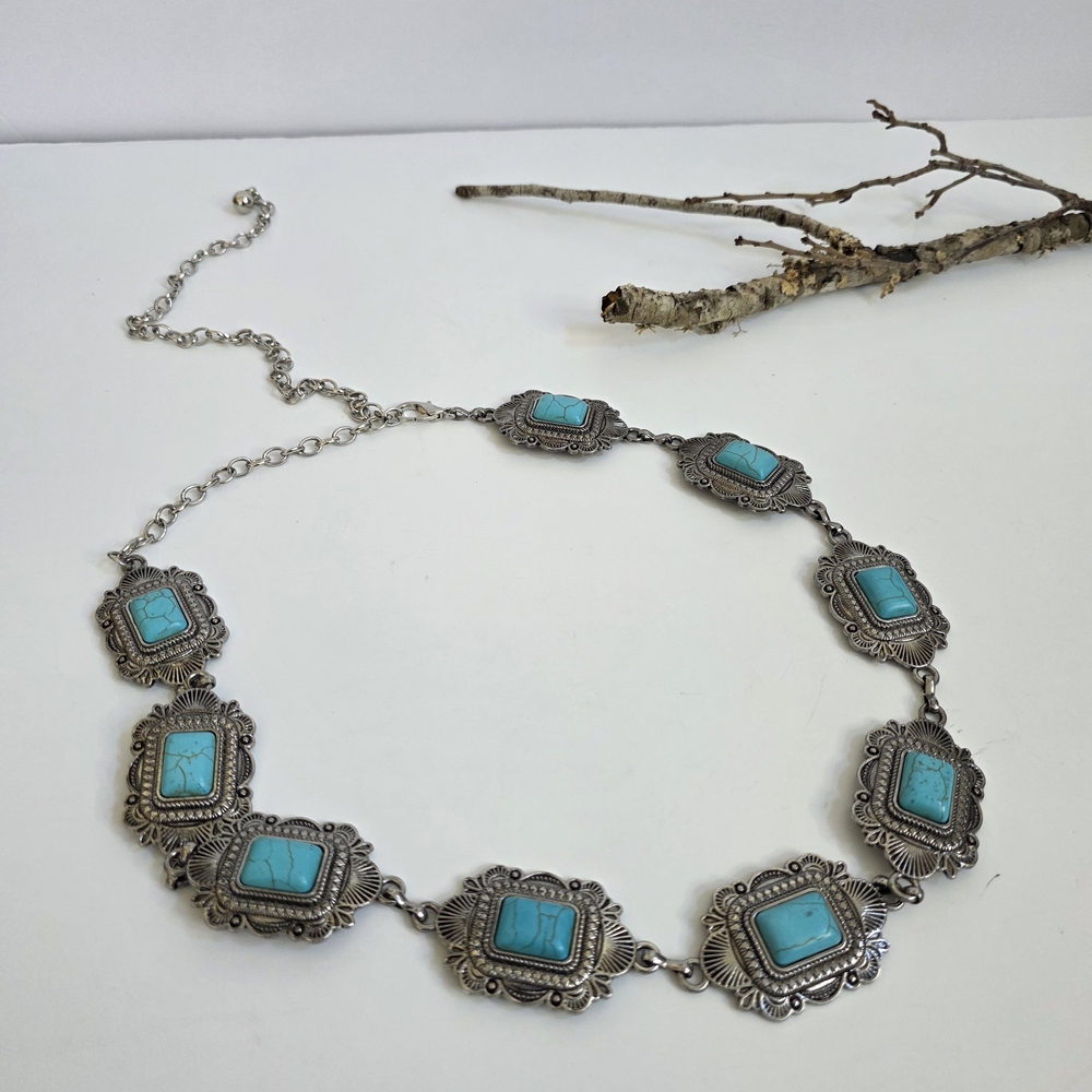 Faux Turquoise and Silver Belt - Picture 8 of 9